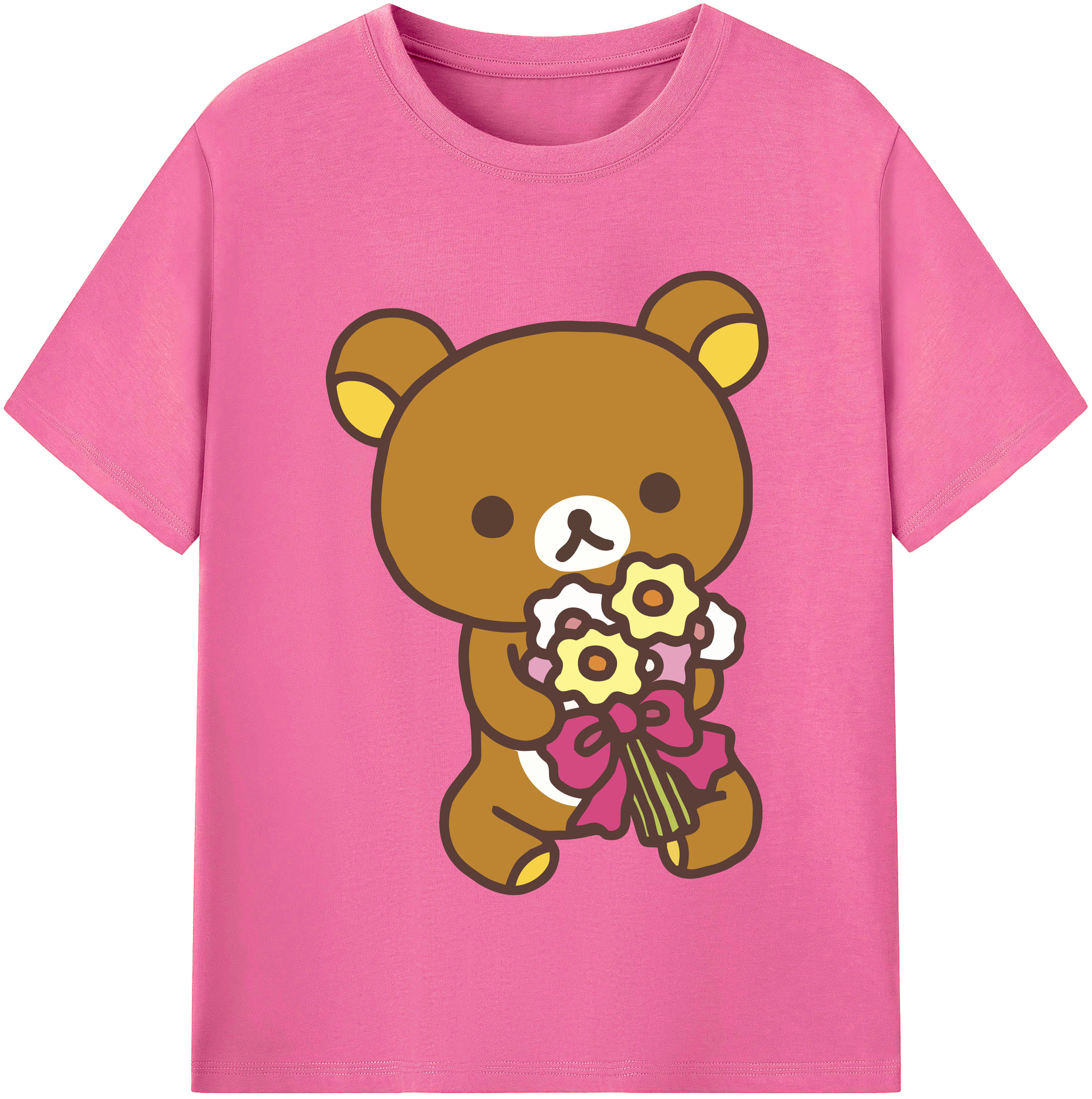 （画像用） リラックマ リラックマ キイロイトリ Rilakkuma Korilakkuma Kiiroitori レディースカジュアルプリントTシャツ（綿100％）